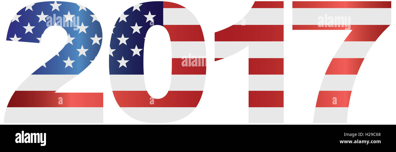 2017 USA drapeau américain Aperçu nombre isolé sur fond blanc Illustration Banque D'Images