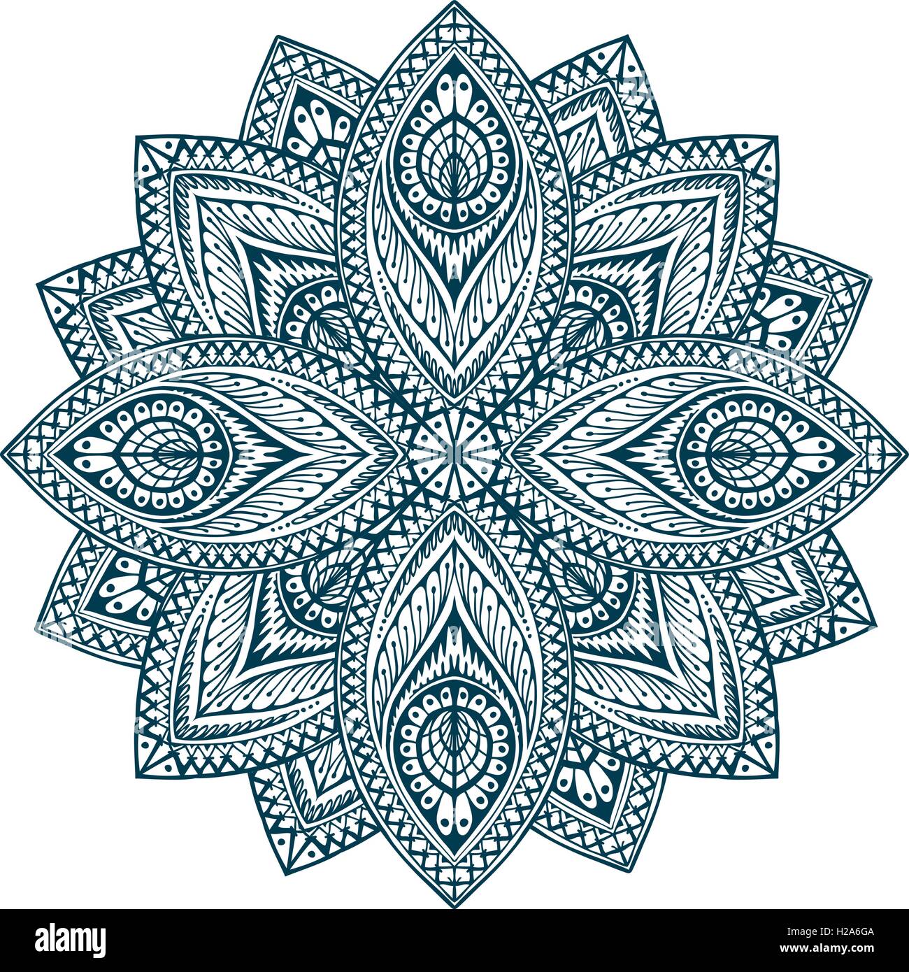 Mandala. Motif ethnique ornements floraux. Belle fleur oriental forme vecteur ligne Illustration de Vecteur
