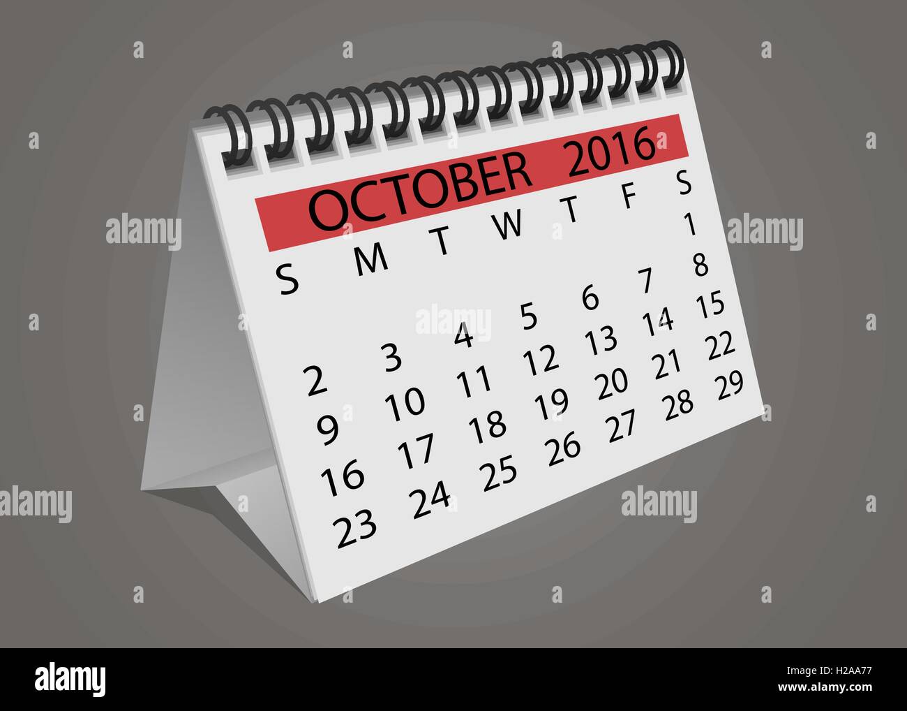 Tour de bureau page calendrier Octobre 2016 Illustration de Vecteur