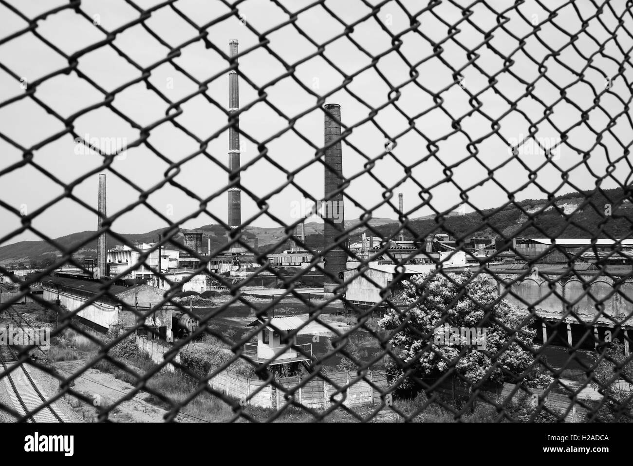 L'usine désaffectée et abandonnée Carbosin de l'ère Ceausescu, à Copsa Mica, Transylvanie, Roumanie, Europe de l'Est Banque D'Images