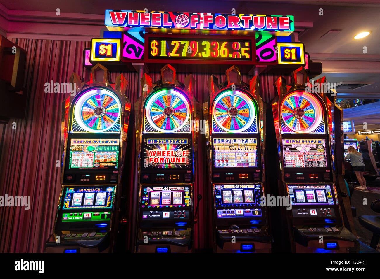 Les machines à sous, roue de la Fortune au casino, Las Vegas, Nevada, USA Banque D'Images