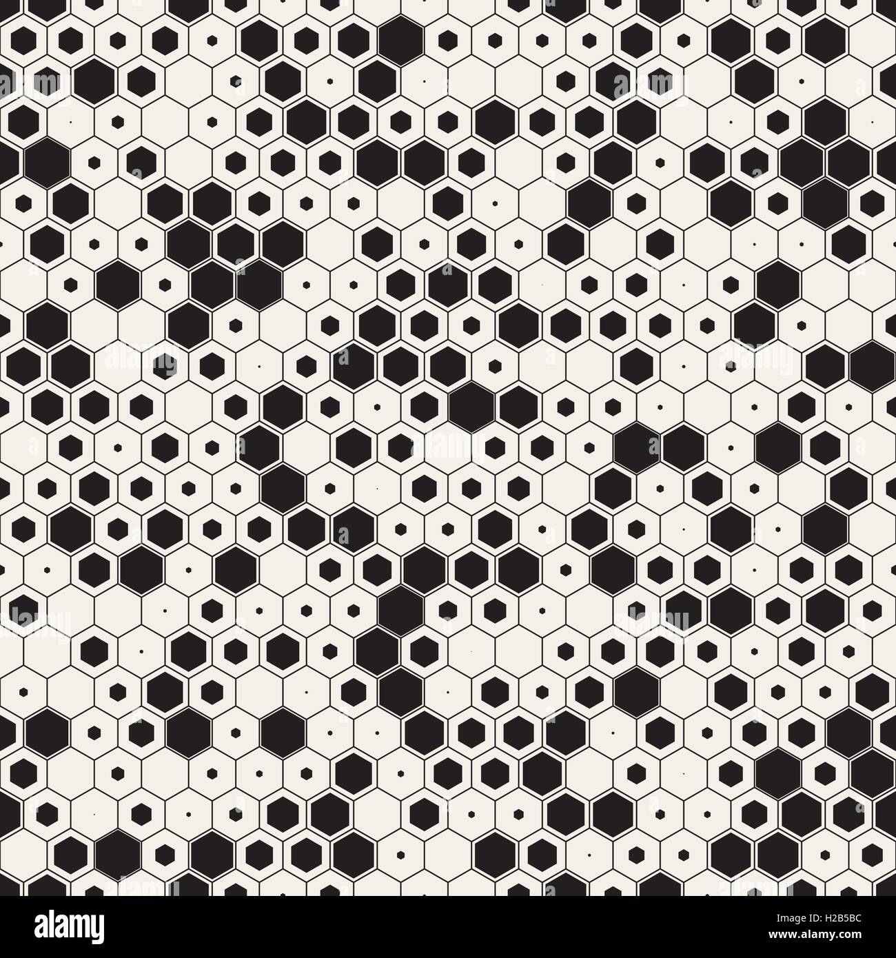 Seamless Vector noir et blanc motif nid d'hexagones aléatoire Illustration de Vecteur