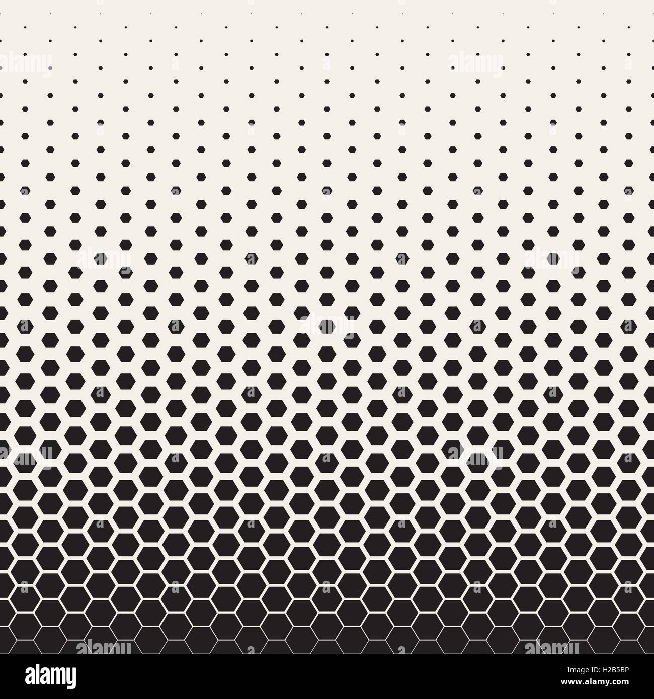 Seamless Vector Transition noir et blanc motif grille hexagonale de demi-teinte Illustration de Vecteur