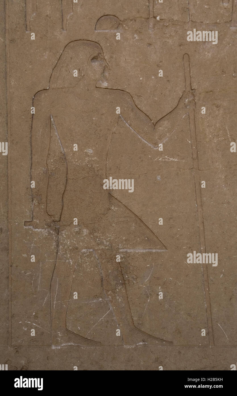 L'Égypte. Saqqara. Mastaba de Ti. Le soulagement. Décédé. 5ème dynastie. Vieux Royaume. Banque D'Images