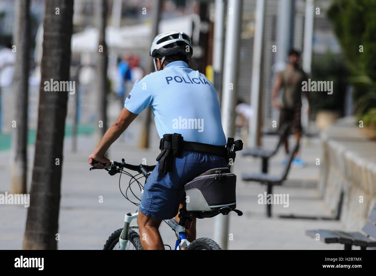 La police au Portugal sur des vélos à Cascais Banque D'Images