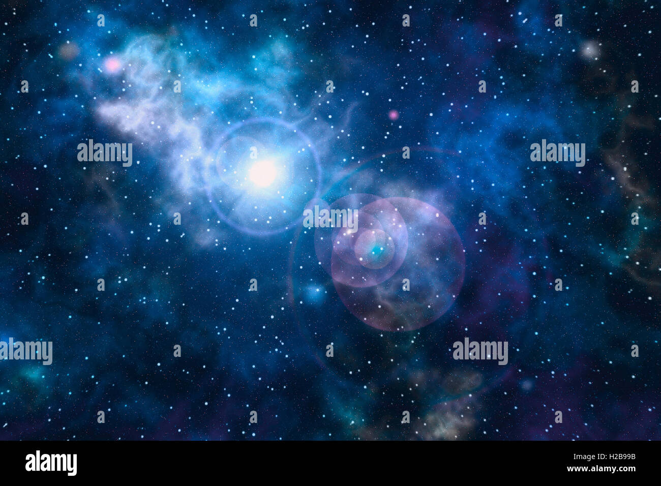 Texture de fond en bleu au point de vue artistique sur l'explosion de supernova. Peut être utilisée comme papier peint. Banque D'Images