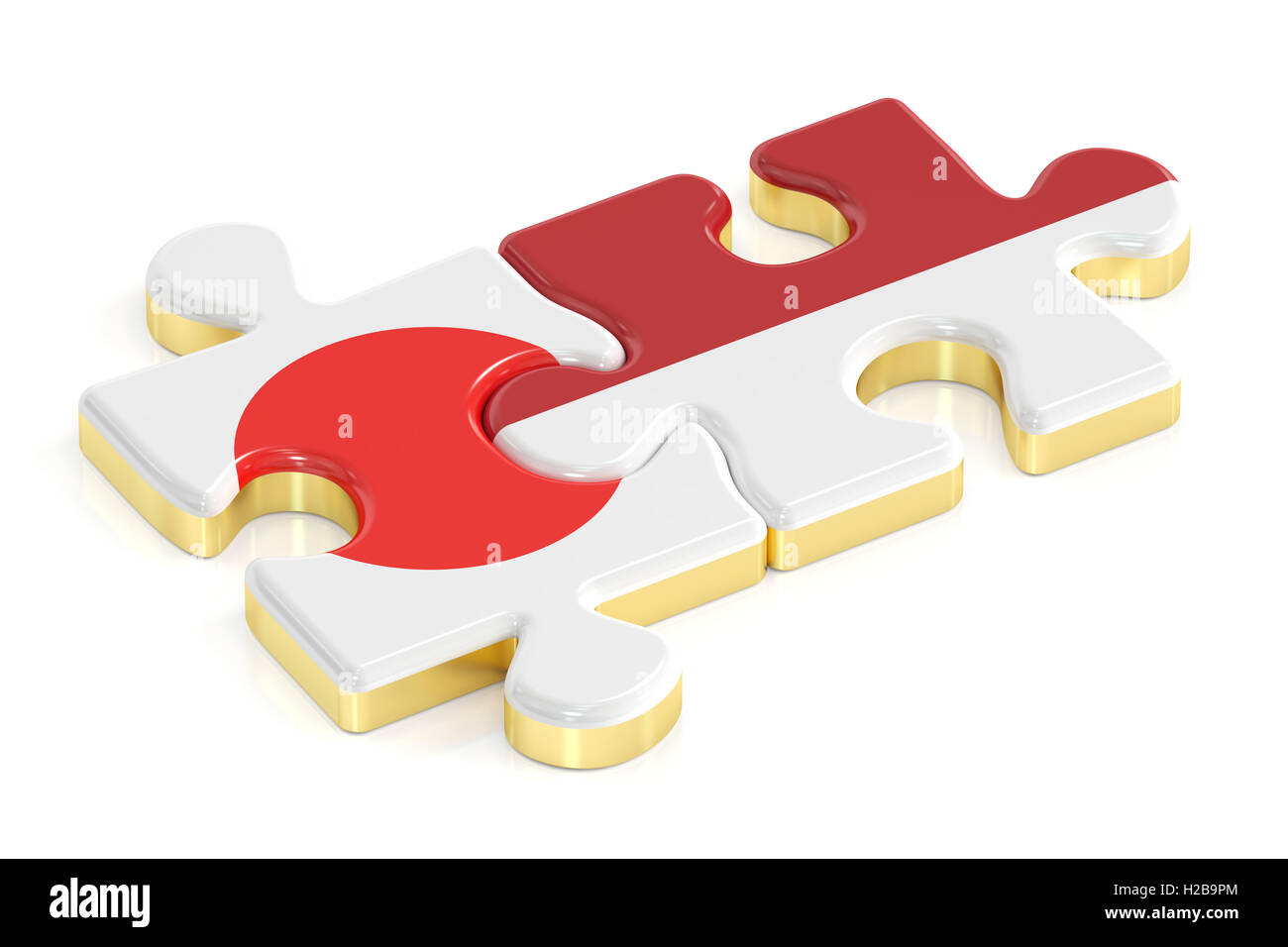 Le Japon et l'Indonésie ou Monaco puzzles de drapeaux, rendu 3D Banque D'Images
