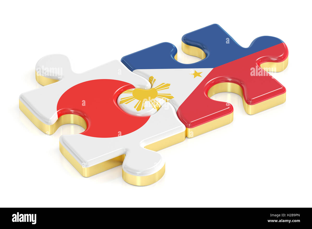 Le Japon et les Philippines puzzles de drapeaux, rendu 3D Banque D'Images