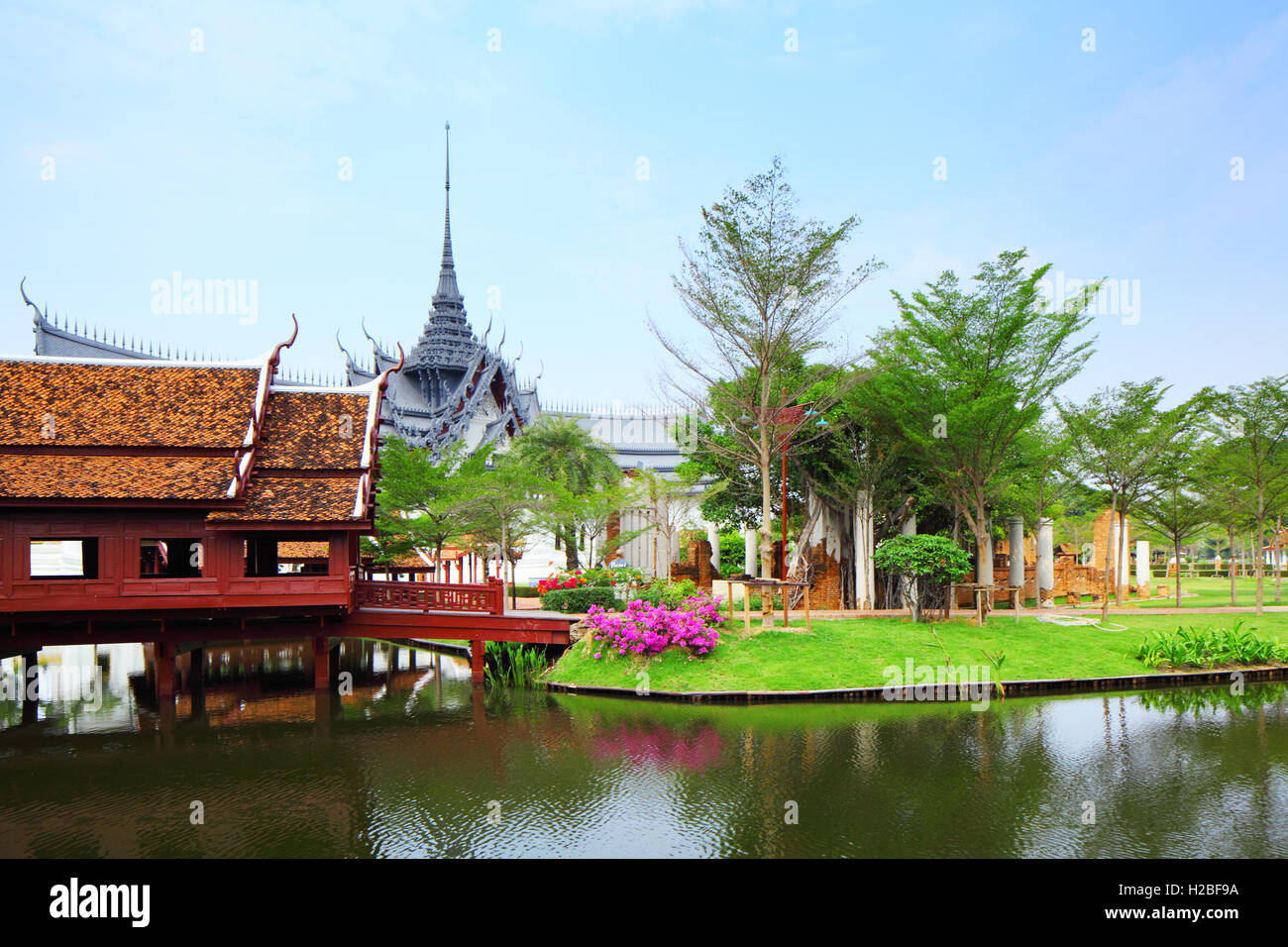 Maison de style traditionnel thaï Banque D'Images