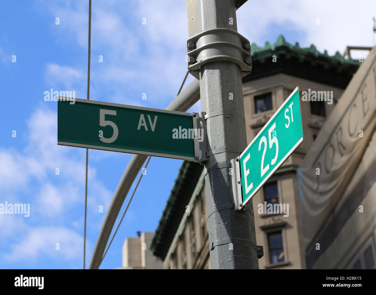 Indiquer la 5e Avenue. New York, États-Unis. Banque D'Images