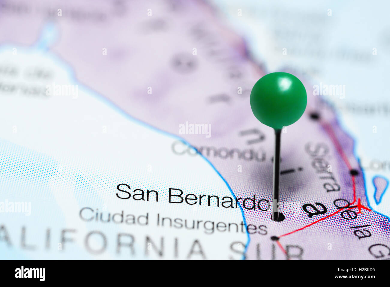 San Bernardo épinglée sur une carte du Mexique Banque D'Images