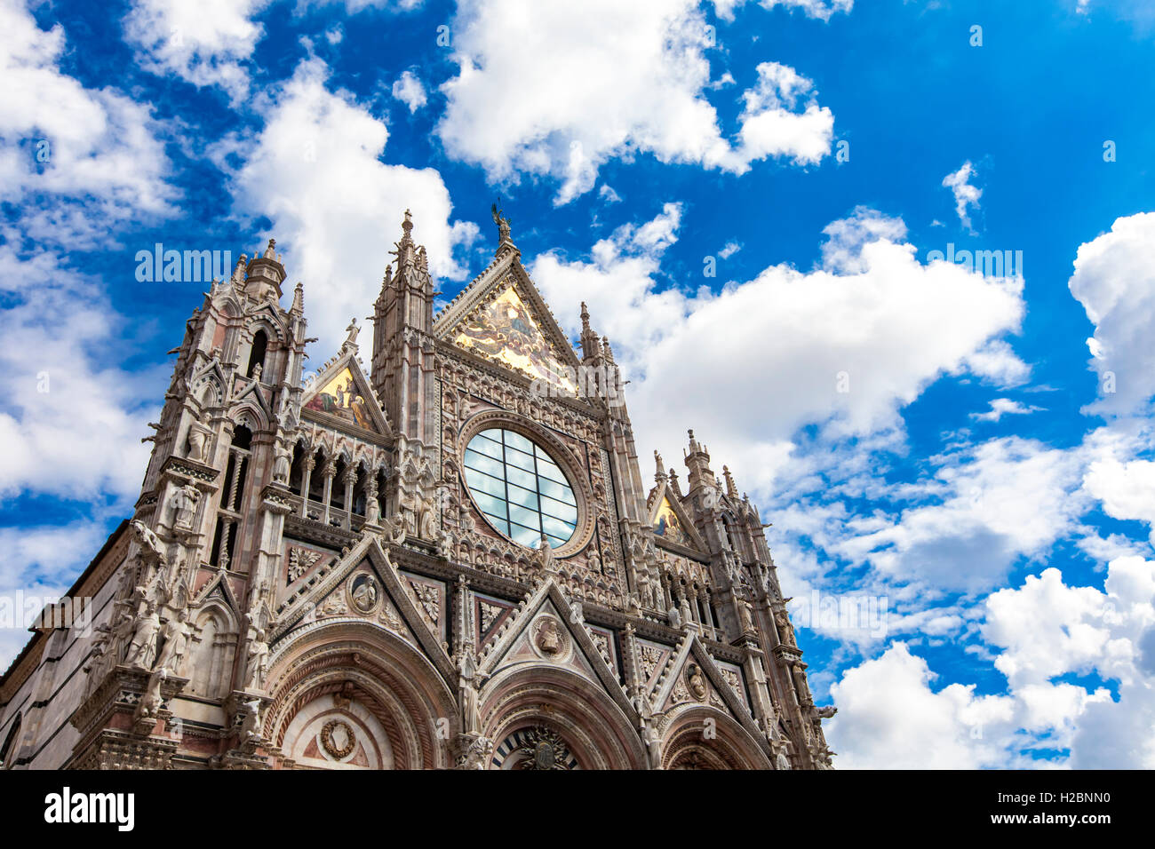 Vue rapprochée de la cathédrale de Sienne en Italie Banque D'Images