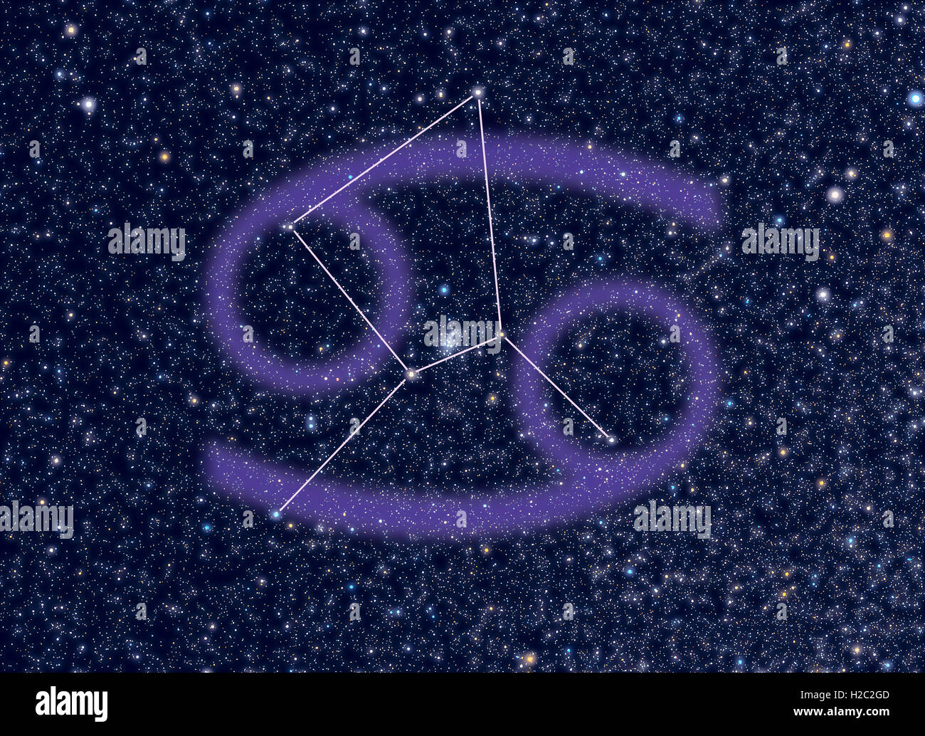Le cancer (le crabe) constellation du zodiaque. Signe du cancer correspond à la période allant du 21 juin au 23 juillet. Banque D'Images