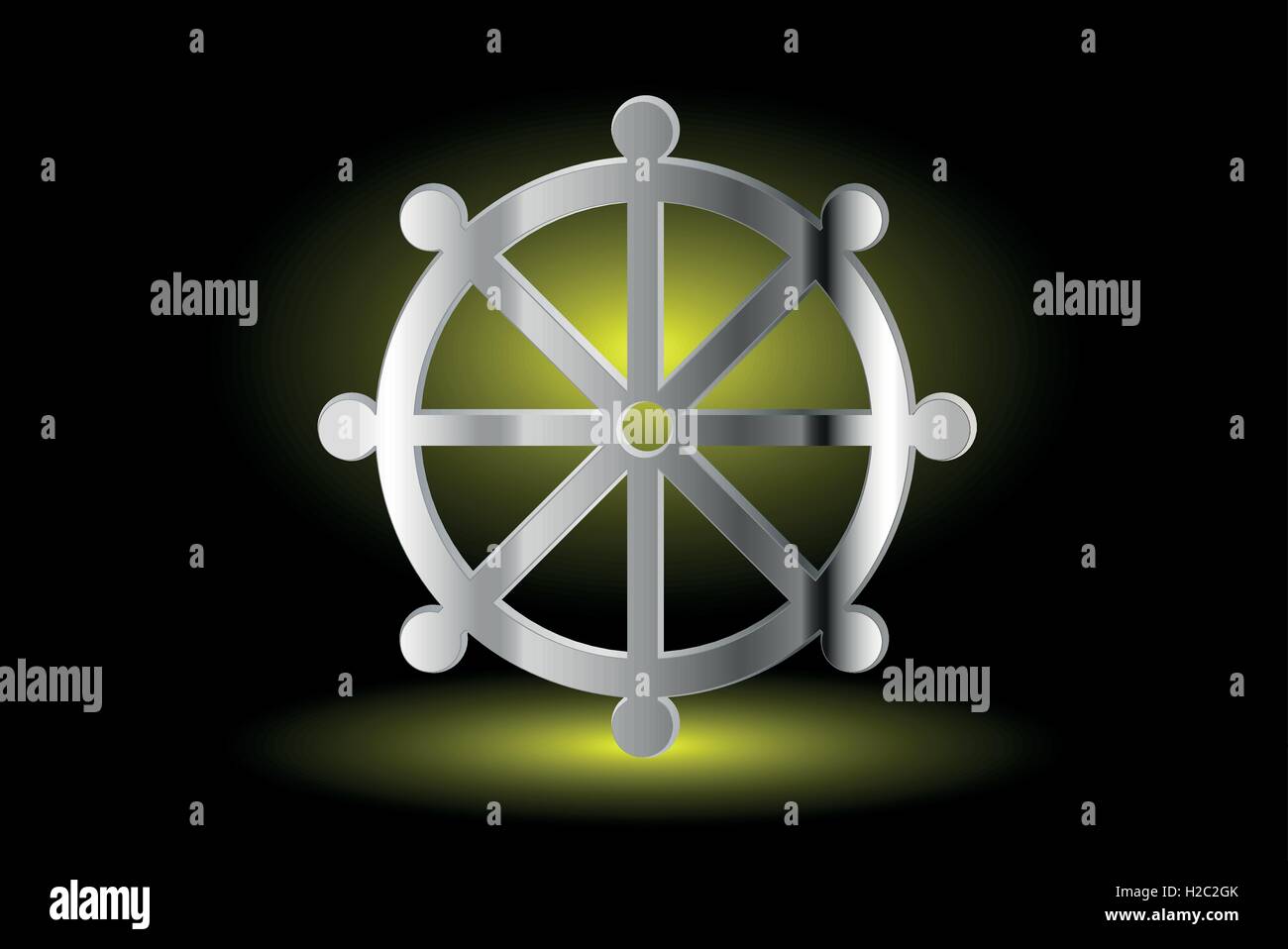 Roue du Dharma, symbole du bouddhisme , Illustration de Vecteur