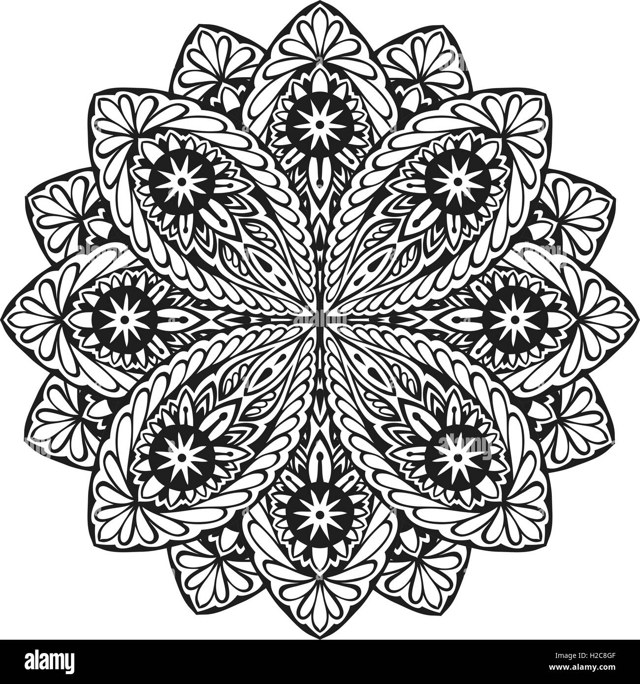 Ethnique indienne mandala. Motif dentelle ronde d'ornement. Vector illustration Illustration de Vecteur