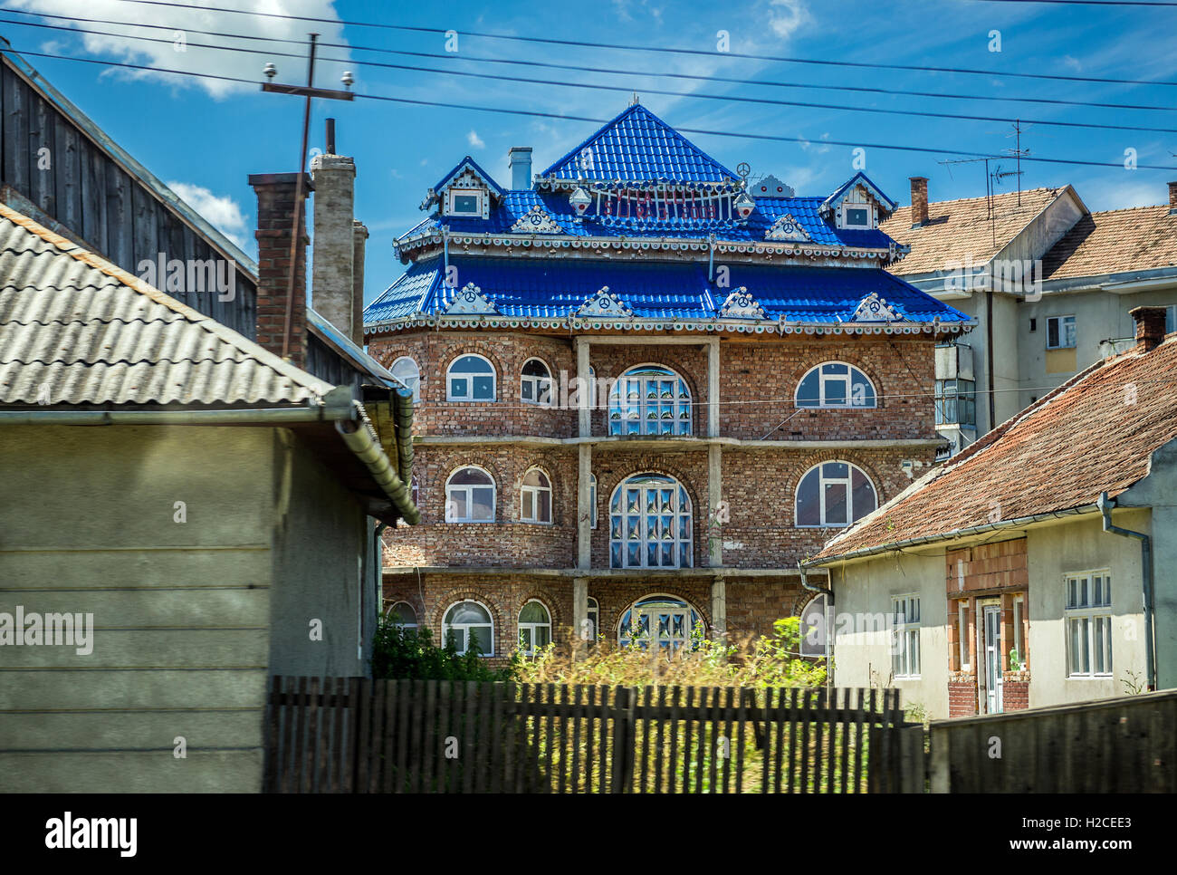 Roms en Roumanie maison caractéristique Banque D'Images