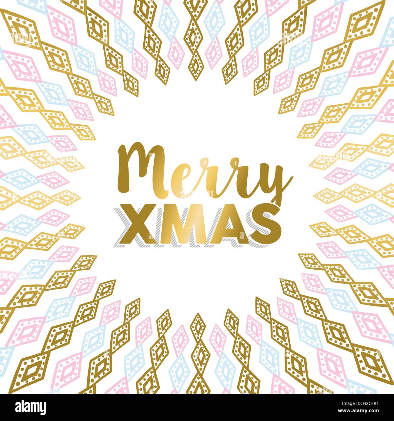 Joyeux Noël en or de conception et des couleurs pastel avec tribal art mandala pour holiday Greeting card, poster, ou invitation. EPS10 Illustration de Vecteur
