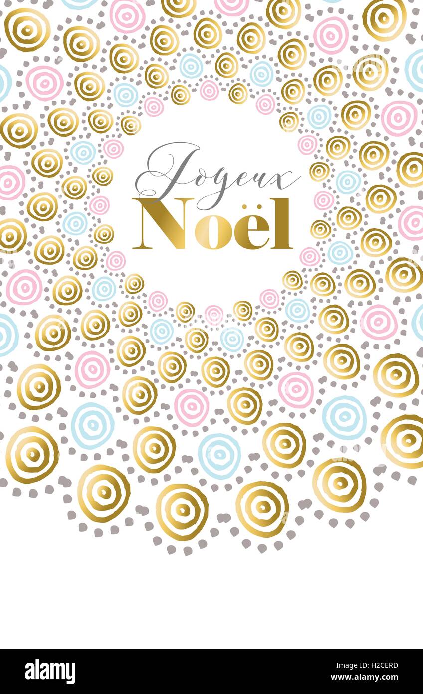 Joyeux Noël Bonne Année design en langue française. Boho or art pour holiday Greeting card, poster, ou invitation. EPS10 Illustration de Vecteur