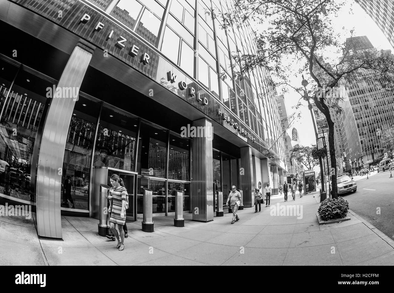 Bâtiment du siège mondial de Pfizer à Manhattan. Banque D'Images