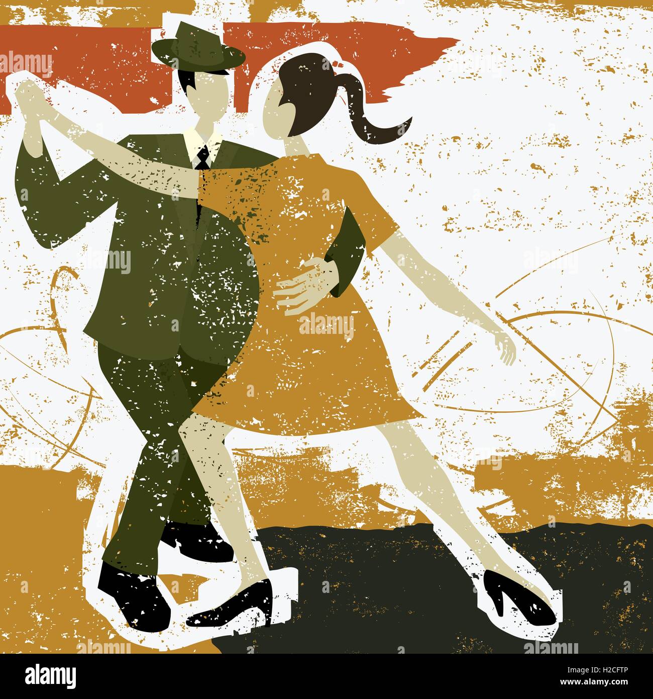 Deux danseurs de tango Deux personnes dansant le tango sur un fond abstrait. Illustration de Vecteur