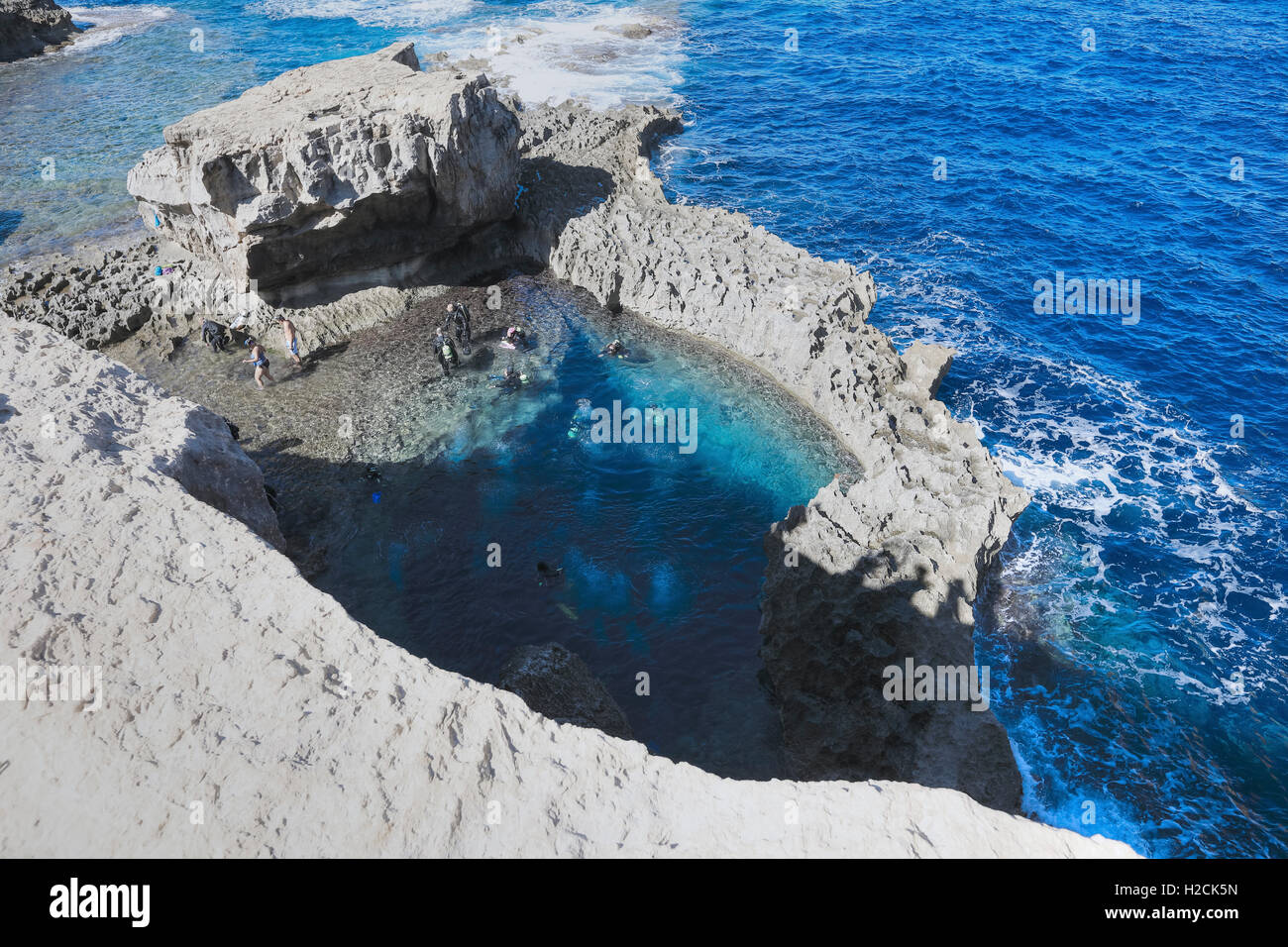 Blue Hole, Dwejra Bay, Gozo, Malte Banque D'Images