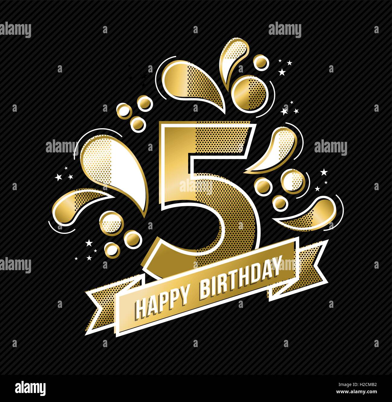 Joyeux Anniversaire Numero 5 Couleur Or Design Pour Cinq Ans Dans Un Style Moderne Avec Des Formes Geometriques Vecteur Eps10 Image Vectorielle Stock Alamy