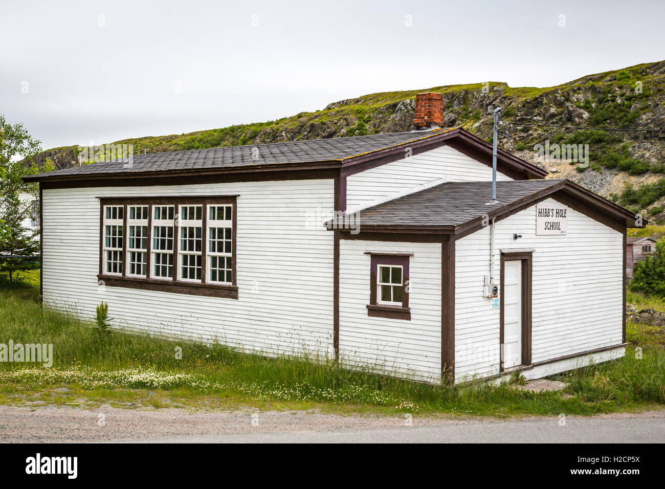 L'ancienne école à Hibbs Hole, Terre-Neuve et Labrador, Canada. Banque D'Images