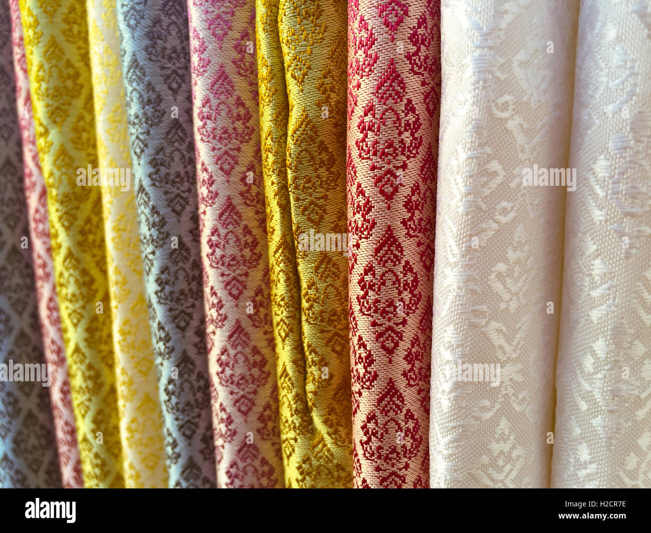 Modèle de fond en soie thaïlandaise Banque D'Images