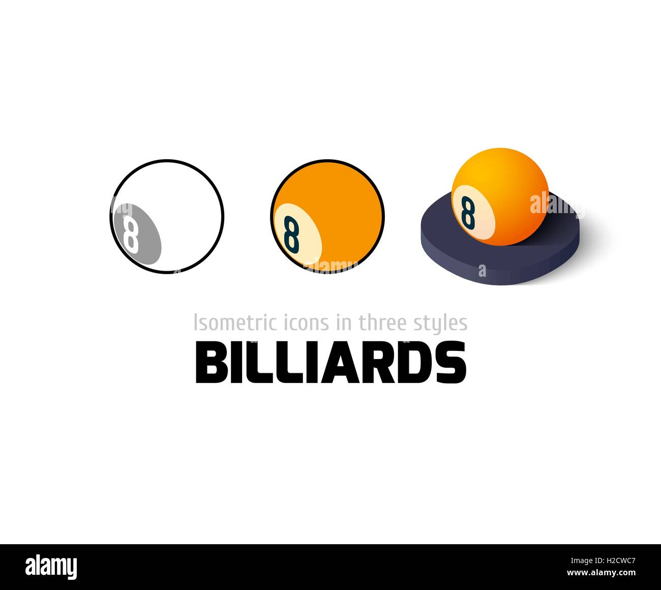 Billard icône dans un style différent Illustration de Vecteur
