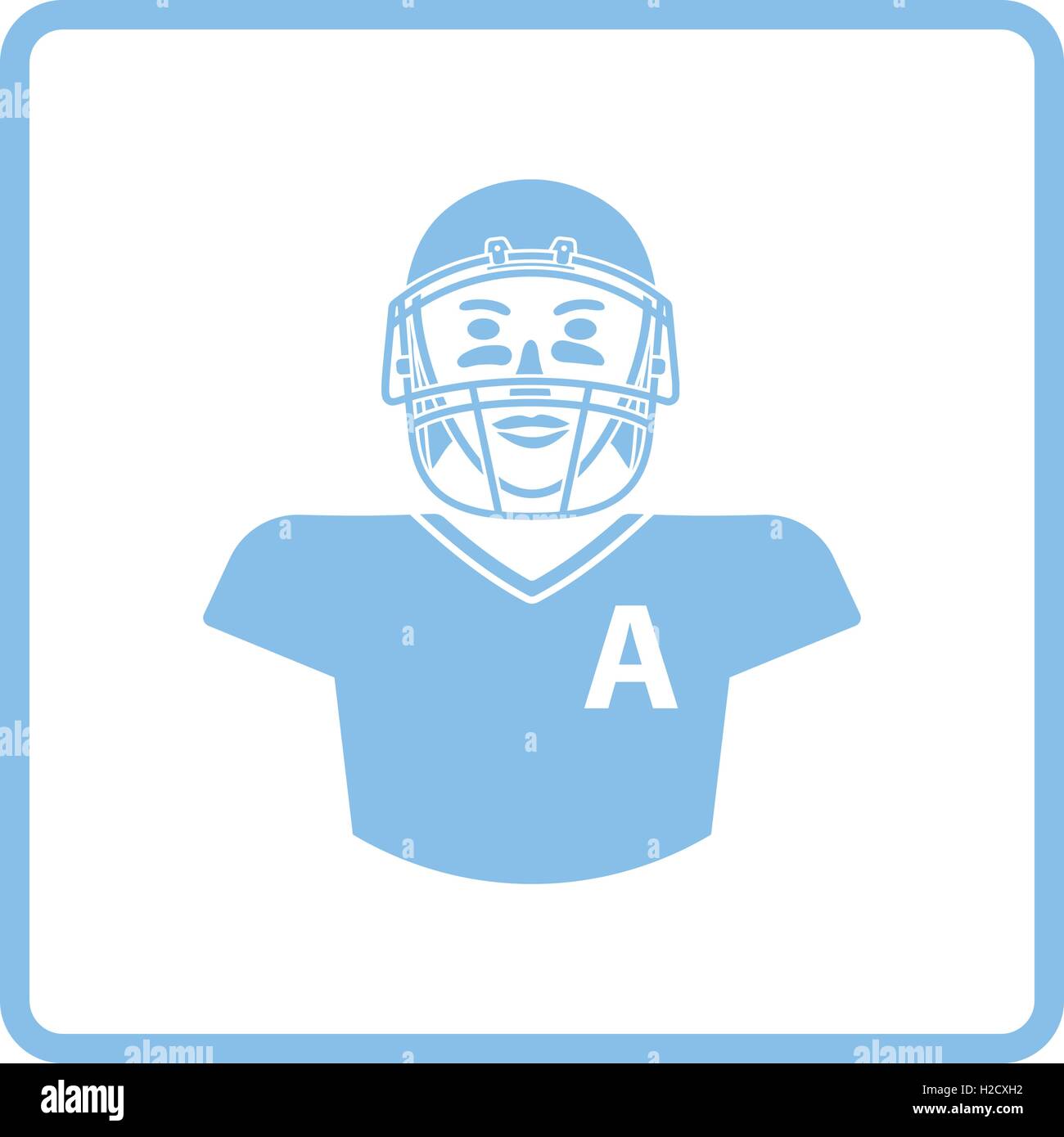 L'icône de joueur de football américain. Design cadre bleu. Vector illustration. Illustration de Vecteur