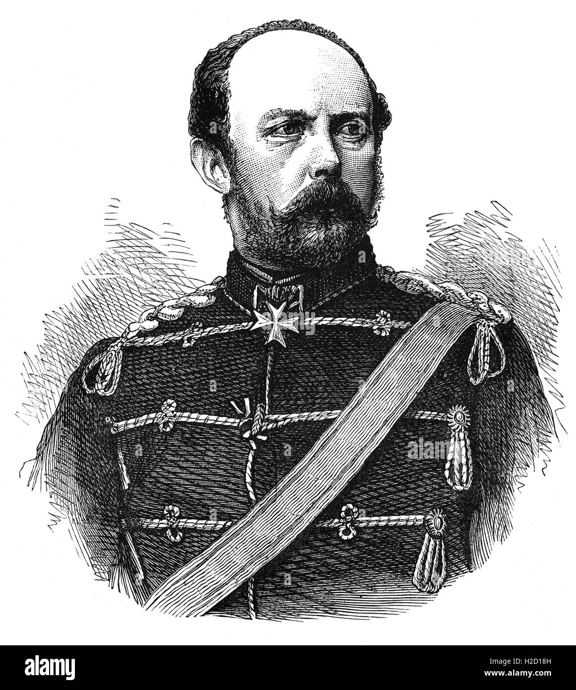 Le Prince Friedrich Carl Nicolaus (ou) Frédéric Charles de Prusse (1828 - 1885) était le fils du Prince Charles de Prusse. Il a participé à la Seconde Guerre des duchés de 1864 contre le Danemark, où il a occupé le commandement sur les troupes austro-prussienne dans la force expéditionnaire mais interféré dans les plans de son chef d'état-major, von Blumenthal, qui s'est tourné vers le Prince Frederick William pour le soutien. Banque D'Images