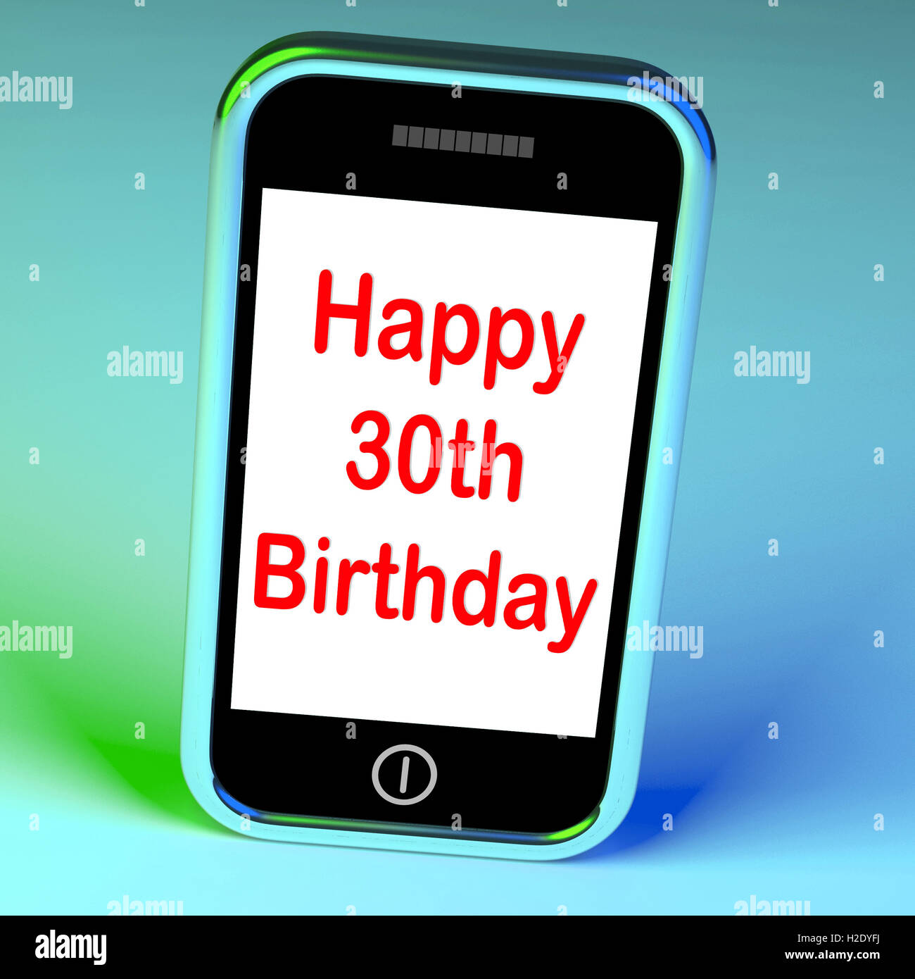 Heureux 30e anniversaire Félicitations à atteindre moyens Smartphone Banque D'Images