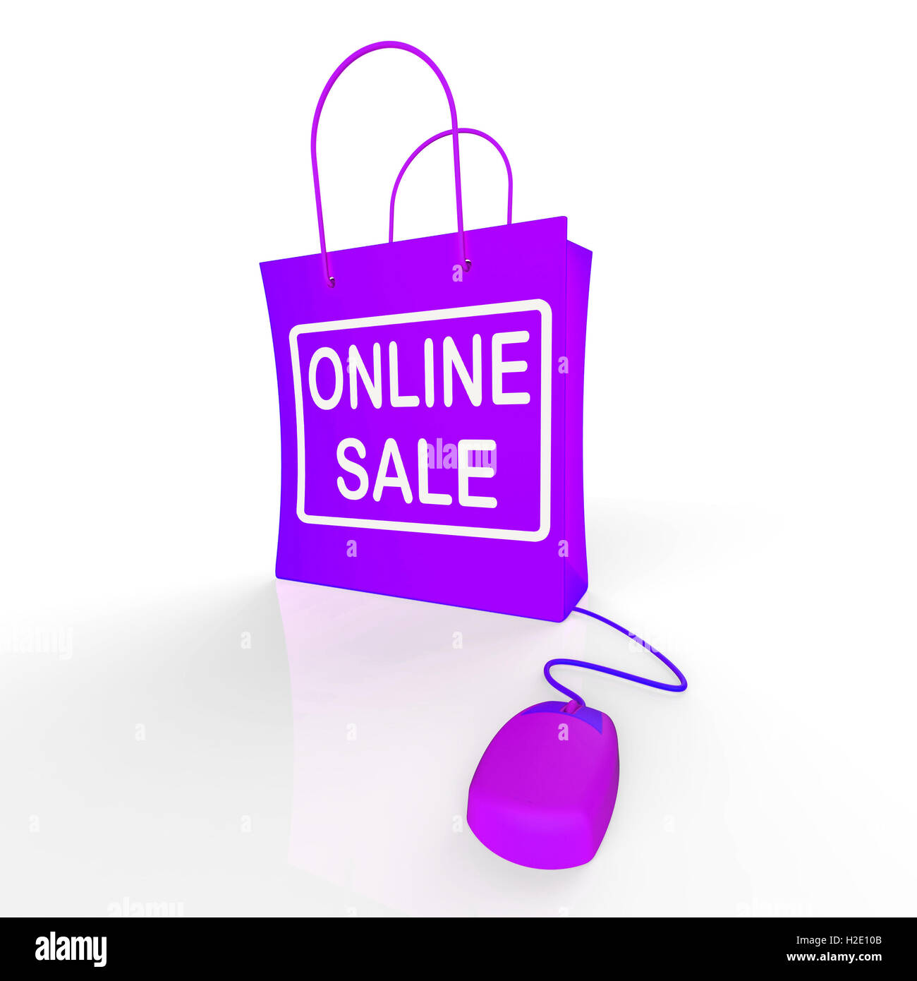 Vente en ligne et vente par Internet Représente Sac Promotions Banque D'Images