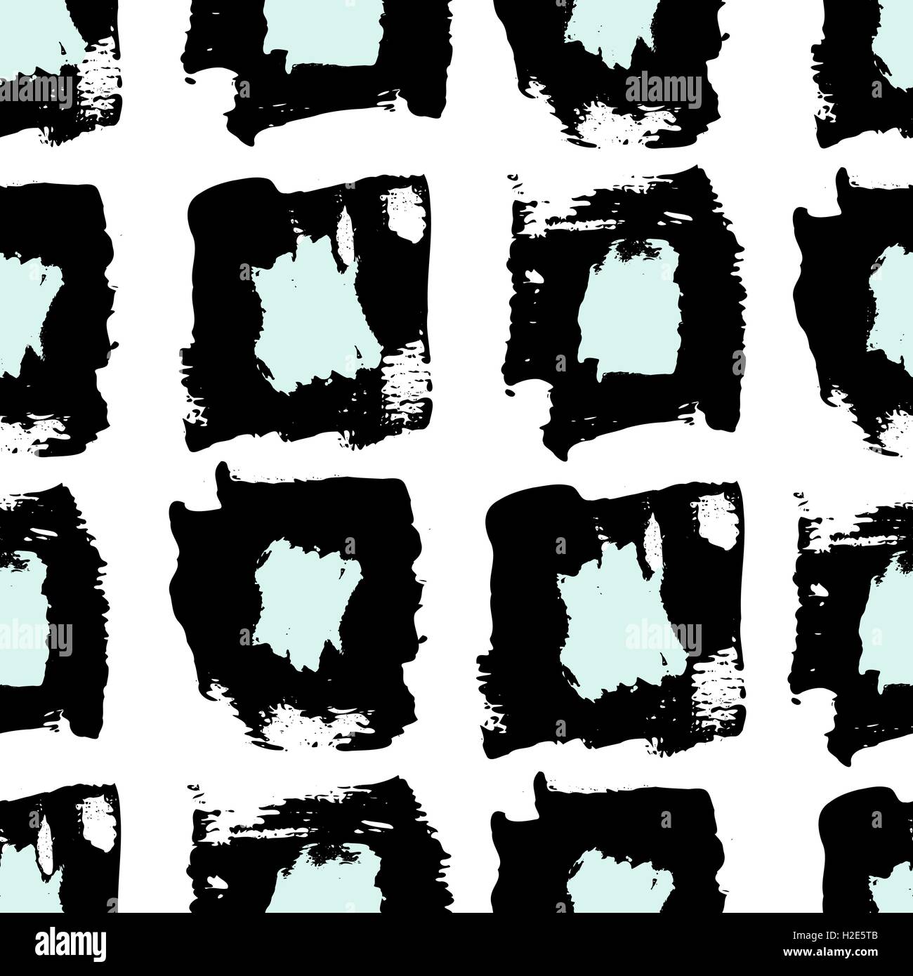 Coups de pinceau peint à la main en bleu clair et noir sur fond blanc. Résumé arrière-plan transparent répétition. Illustration de Vecteur