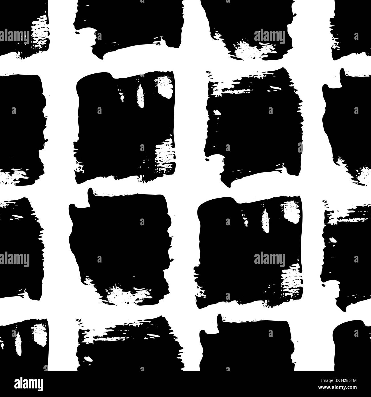 Coups de pinceau peint à la main en noir sur fond blanc. Résumé arrière-plan transparent répétition. Illustration de Vecteur