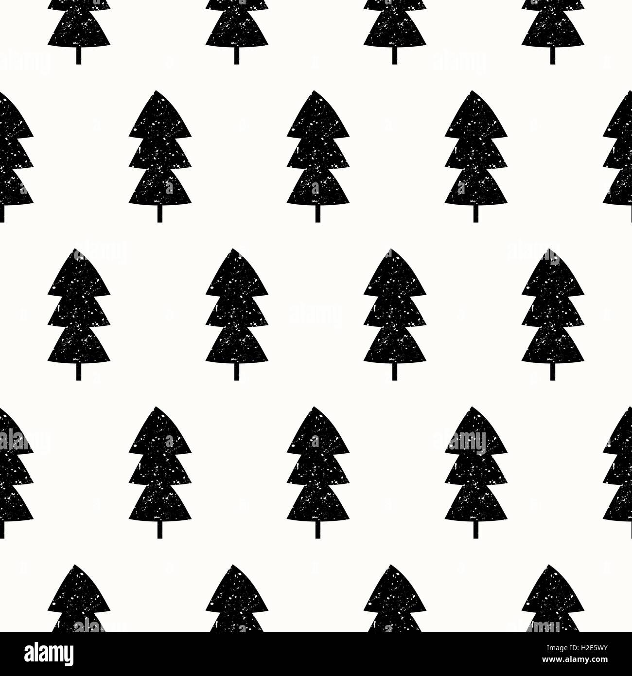Texture transparente Motif répétitif avec des arbres de Noël en noir sur fond blanc. Illustration de Vecteur
