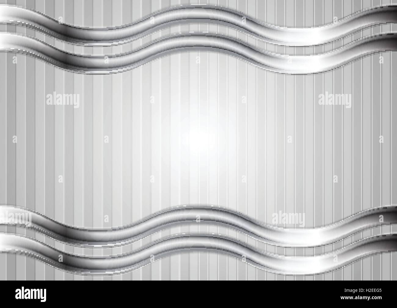 Tech minimale abstraite métallique ondulé élégant arrière-plan. Les vagues de métal de l'argent sur fond gris. Hi-tech à rayures métalliques illustrati Illustration de Vecteur