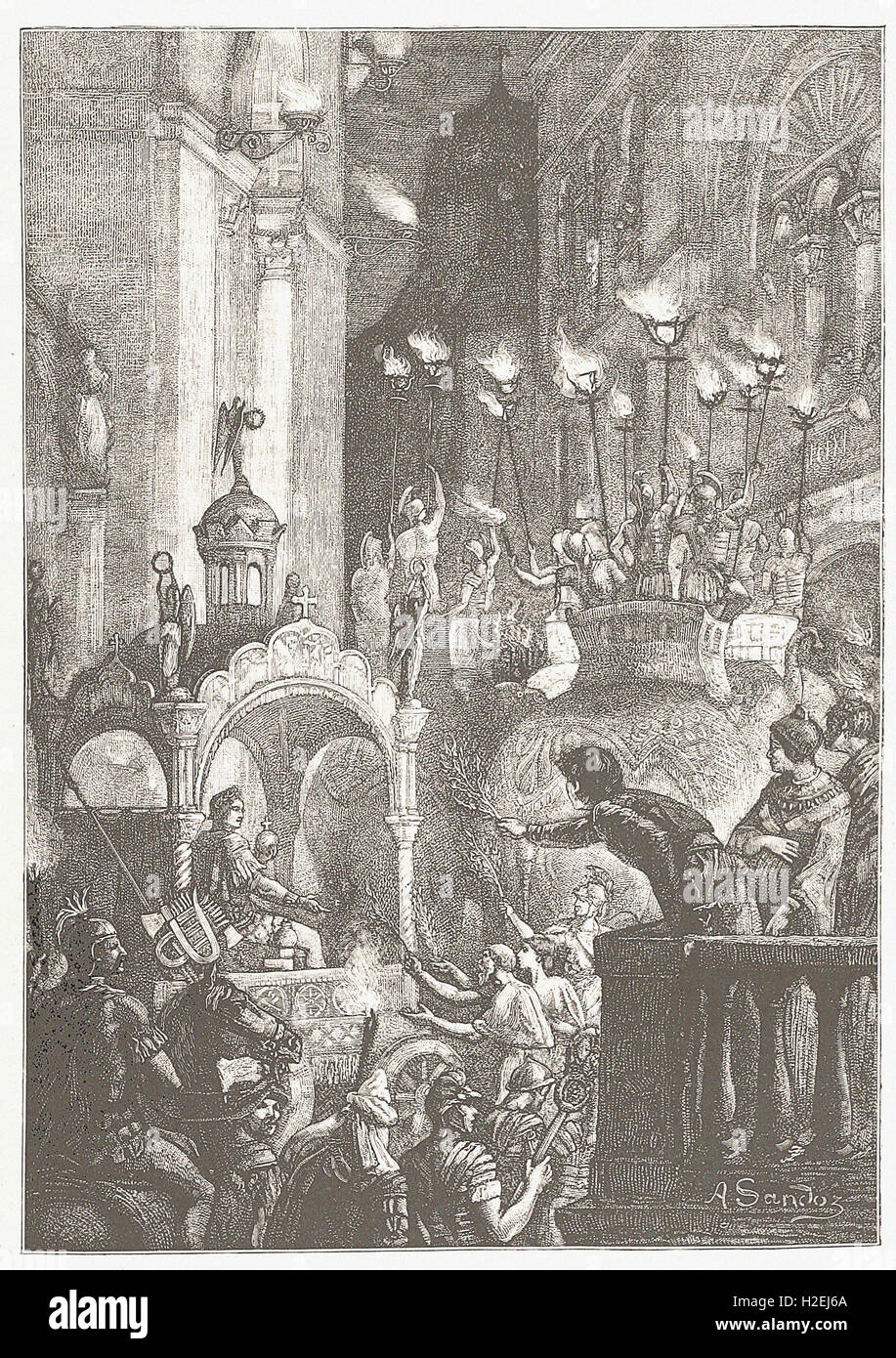 Triomphe de l'HÉRACLIUS À CONSTANTINOPLE - de 'Cassell's Illustrated Histoire universelle" - 1882 Banque D'Images