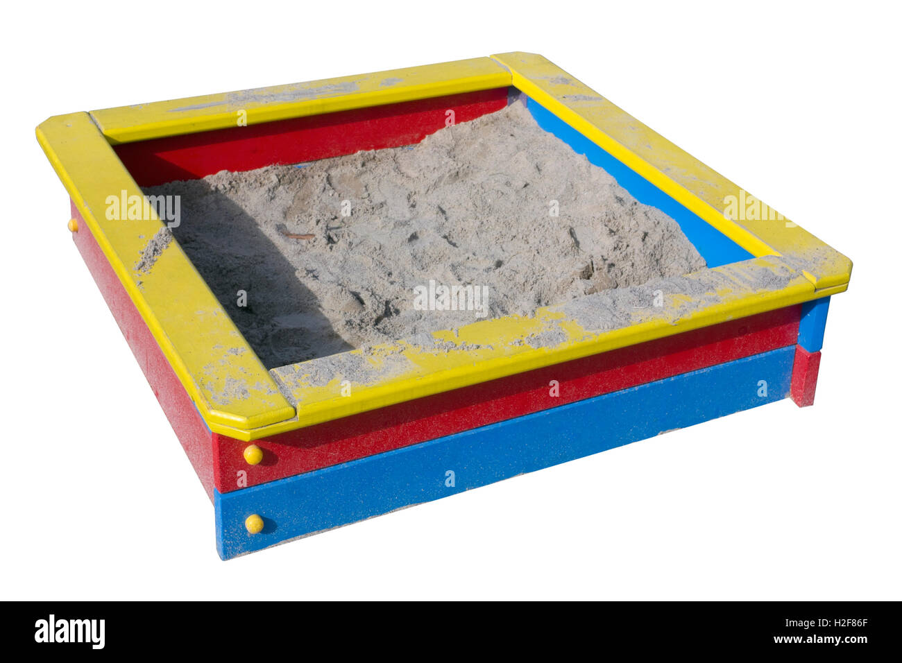 Bac à sable en bois enfants sur une aire de jeux. Isolé avec patch Banque D'Images