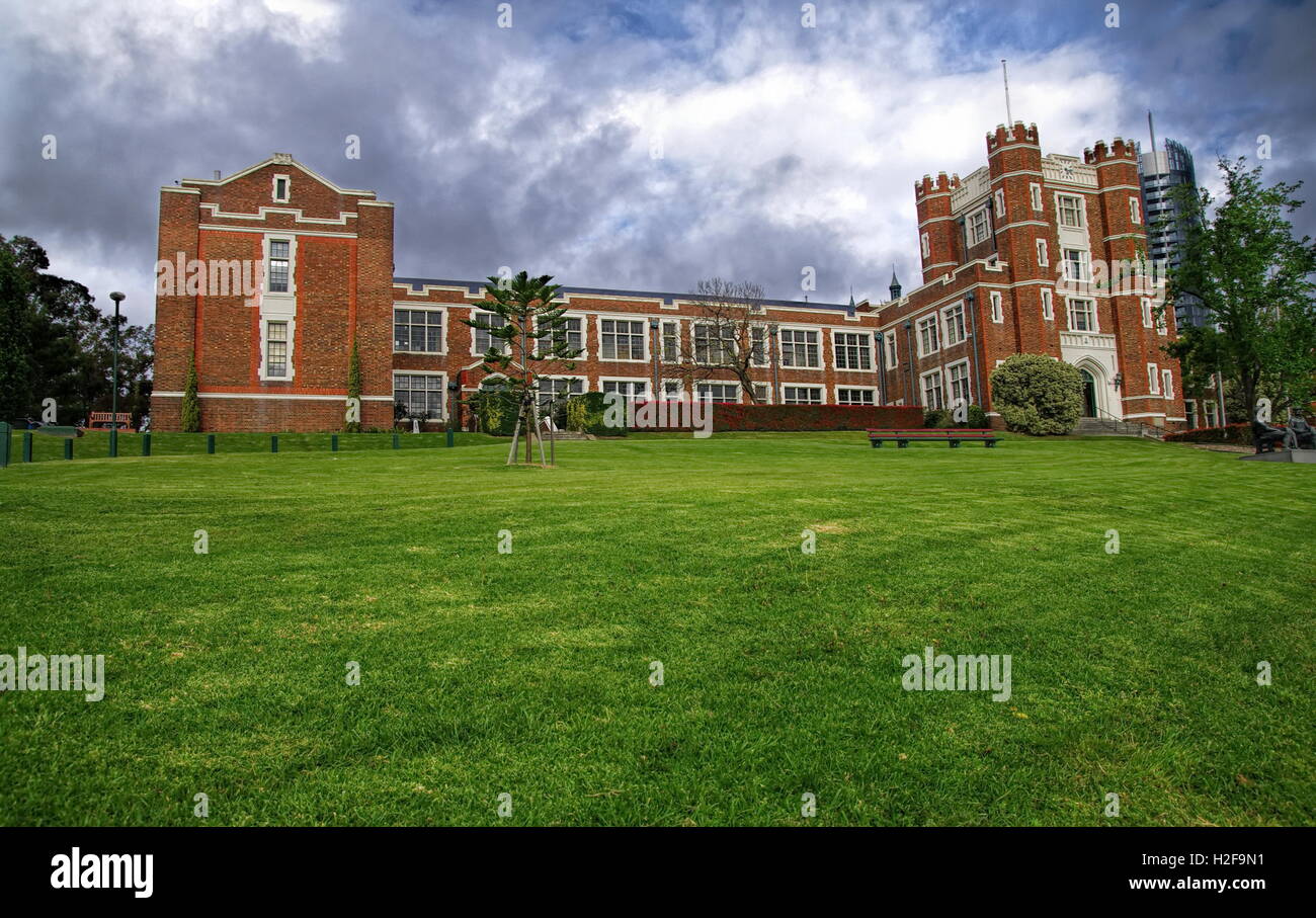 Ancien bâtiment de l'école secondaire à Melbourne, Australie Banque D'Images