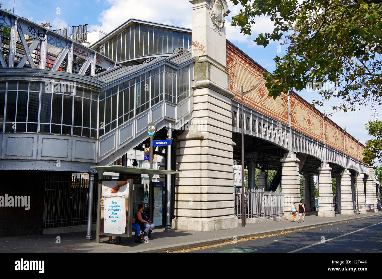 Paris, France, Métro Nationale, à la ligne 6 Banque D'Images