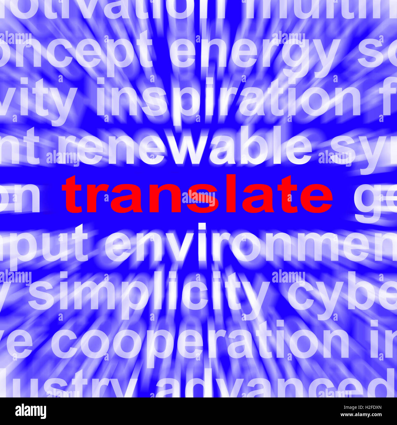 Translate mot signifie la conversion à une autre langue Banque D'Images