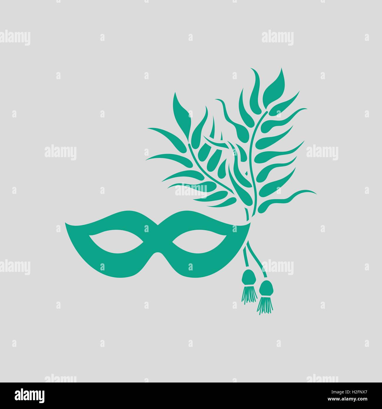 L'icône de masque de carnaval fête. Avec fond gris vert. Vector illustration. Illustration de Vecteur