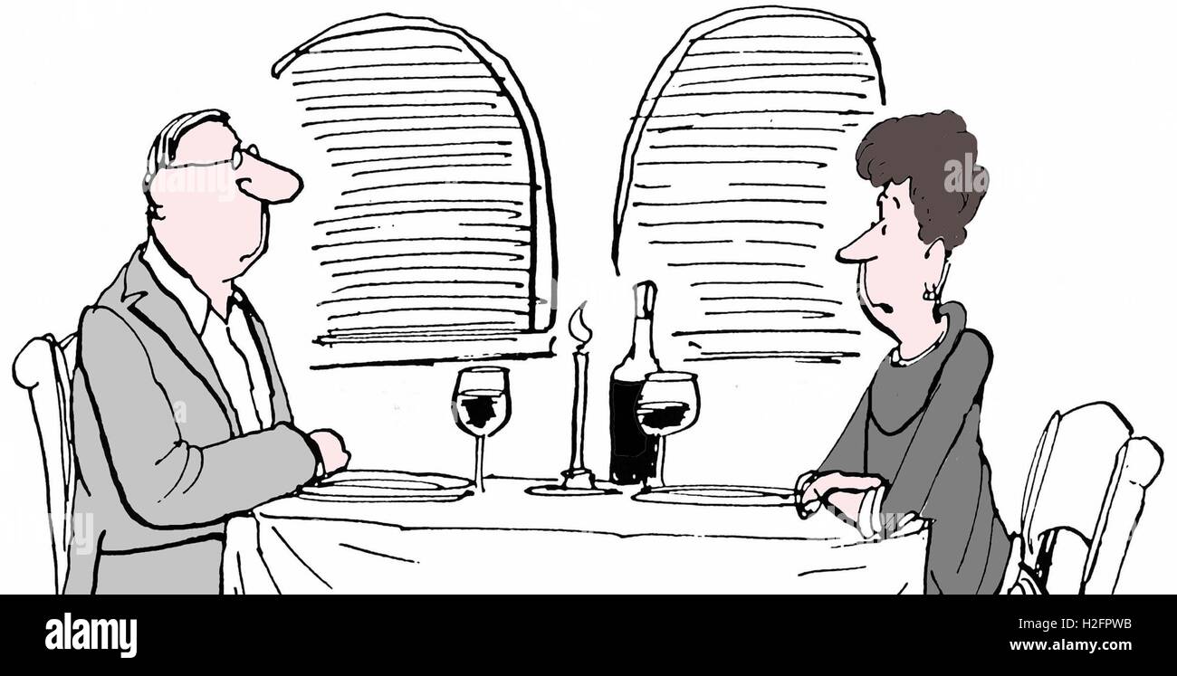 Illustration d'un couple d'âge moyen qui boit du vin dans un restaurant. Banque D'Images