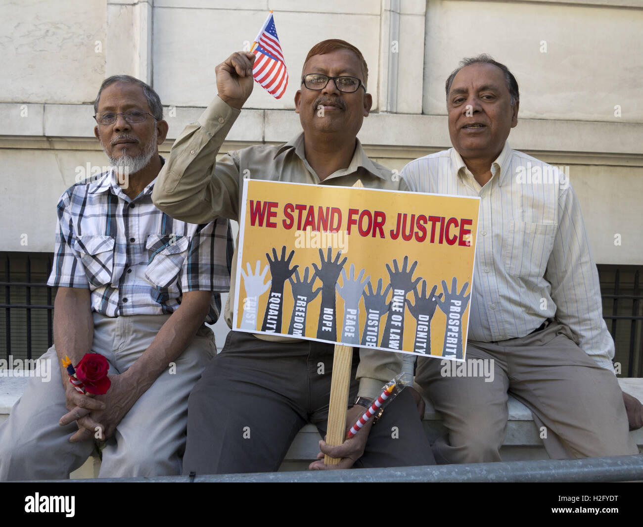 Les hommes du Bangladesh à l'American Muslim Day Parade à New York, 2016. Banque D'Images