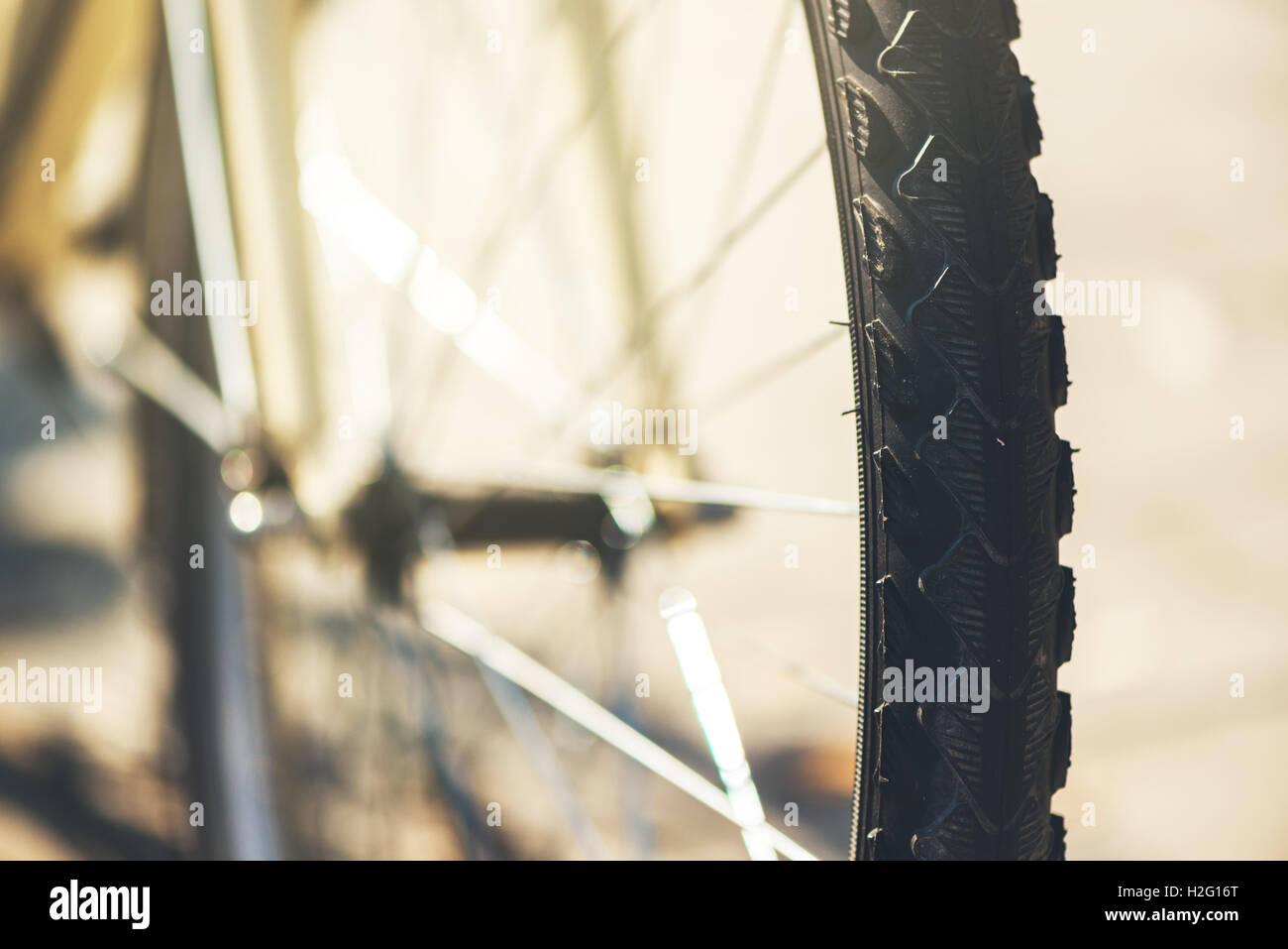 Roue de bicyclette close up avec selective focus Banque D'Images