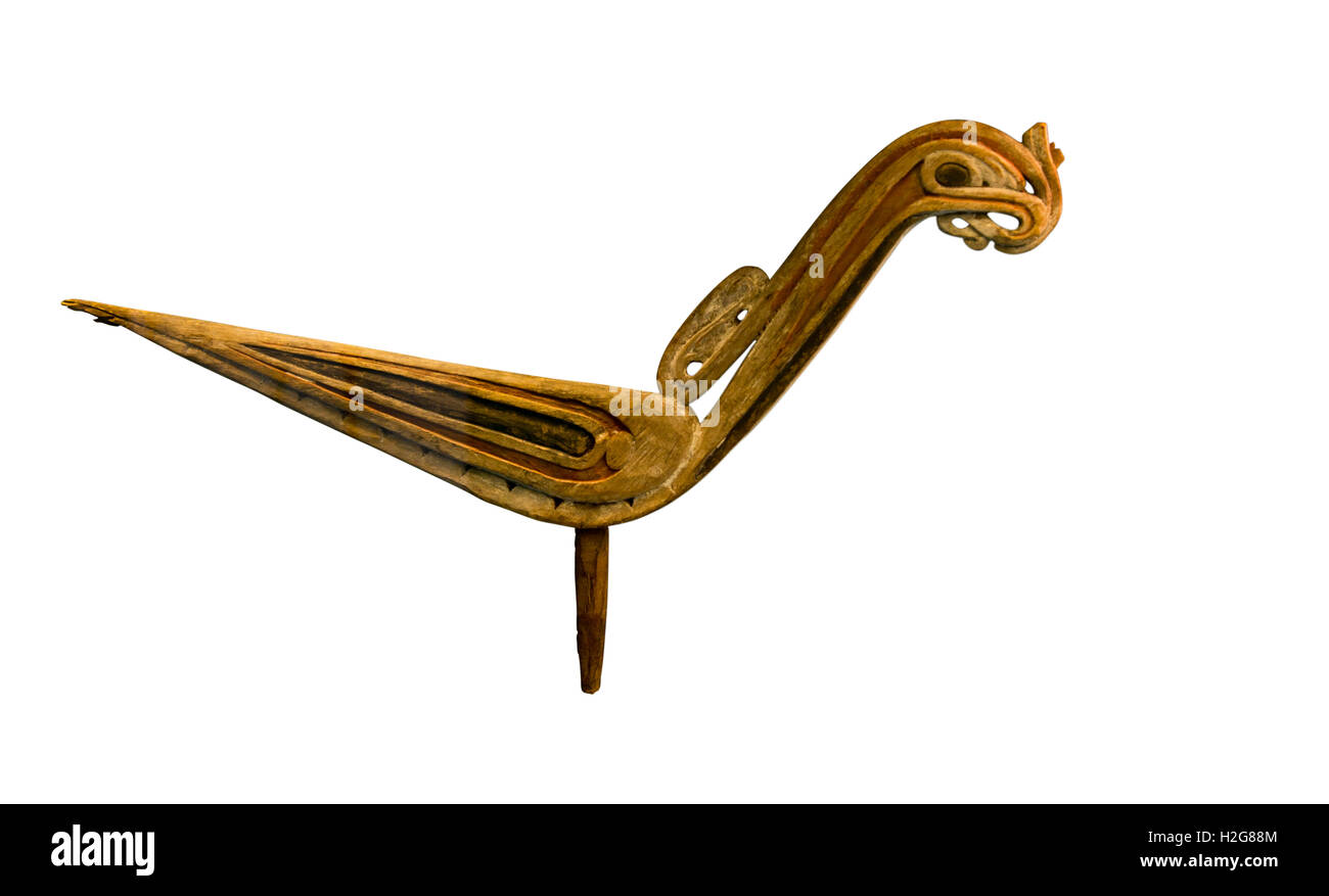 Motif décoratif sculpté dans la forme d'une frégate oiseau de la Papouasie-Nouvelle-Guinée îles Trobriand Banque D'Images