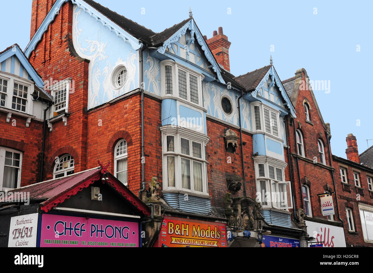 Bâtiment décoré dans Corporation Street, Lincoln. Banque D'Images