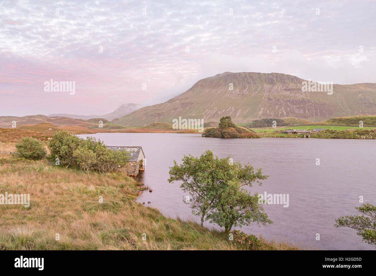 La fin de l'après-midi plus Cregennan les lacs, Gwynedd, Parc National de Snowdonia, le Nord du Pays de Galles, Royaume-Uni Banque D'Images