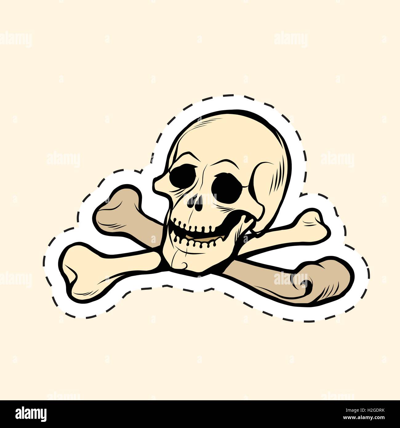 Et les os du crâne autocollant Jolly Roger Illustration de Vecteur